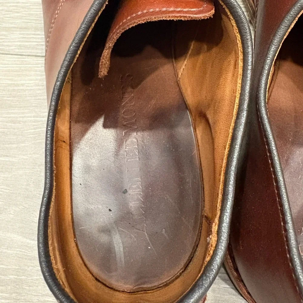 Allen Edmonds Mens Tan Brown Cap Toe Lace Up Classic Leather Dress Shoes Sz 9.5D